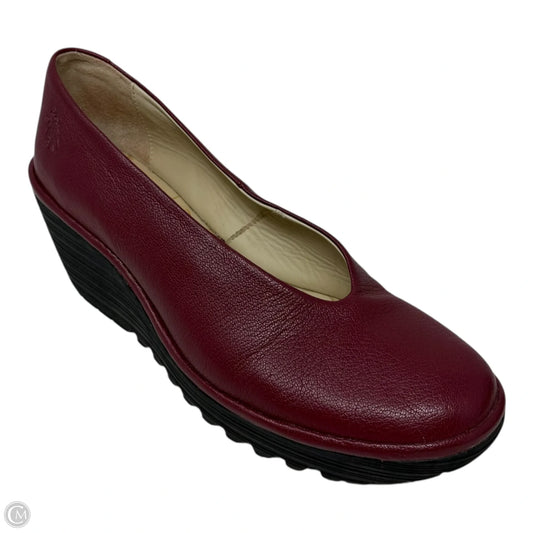 Yoza Shoes Heels Wedge By Fly London In Maroon, Size: 9 (40)