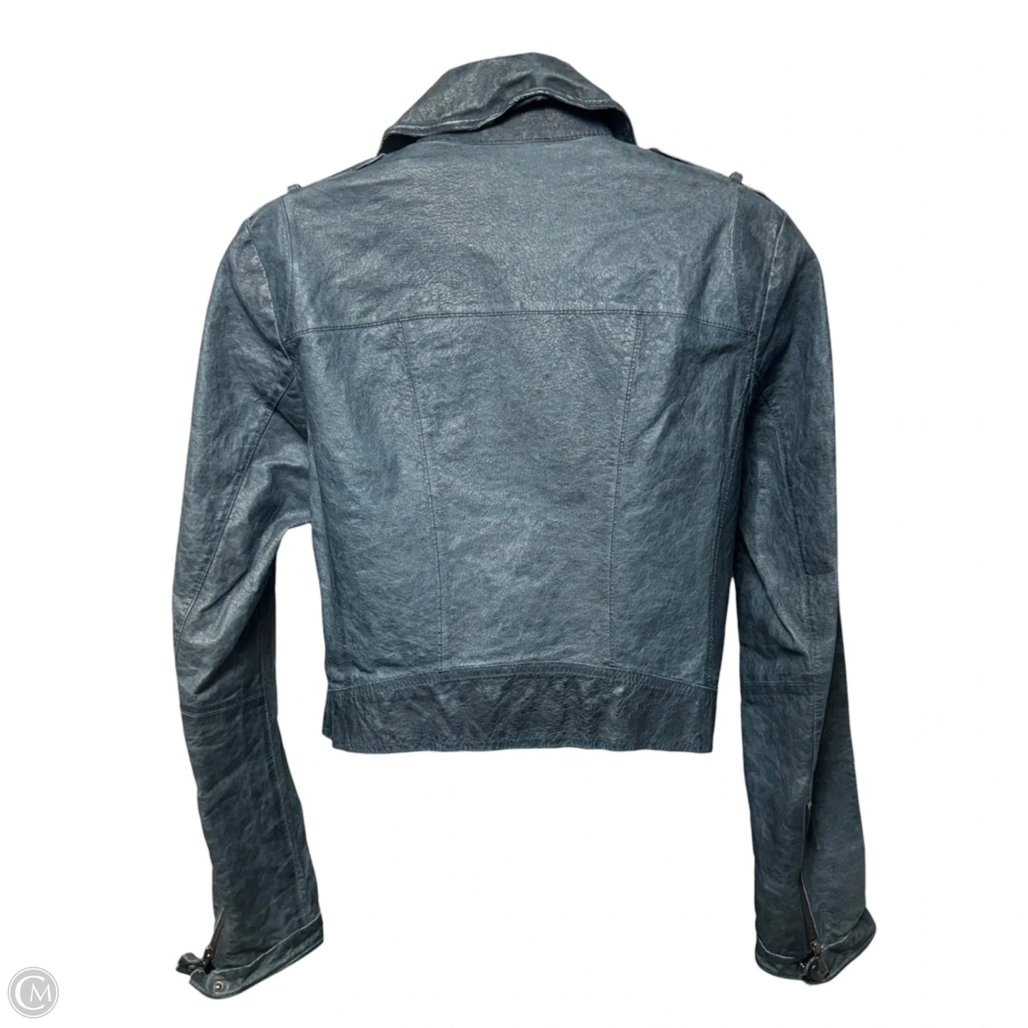 Josie Washed Leather Jacket Moto Leather By Jakett In Navy, Size: S