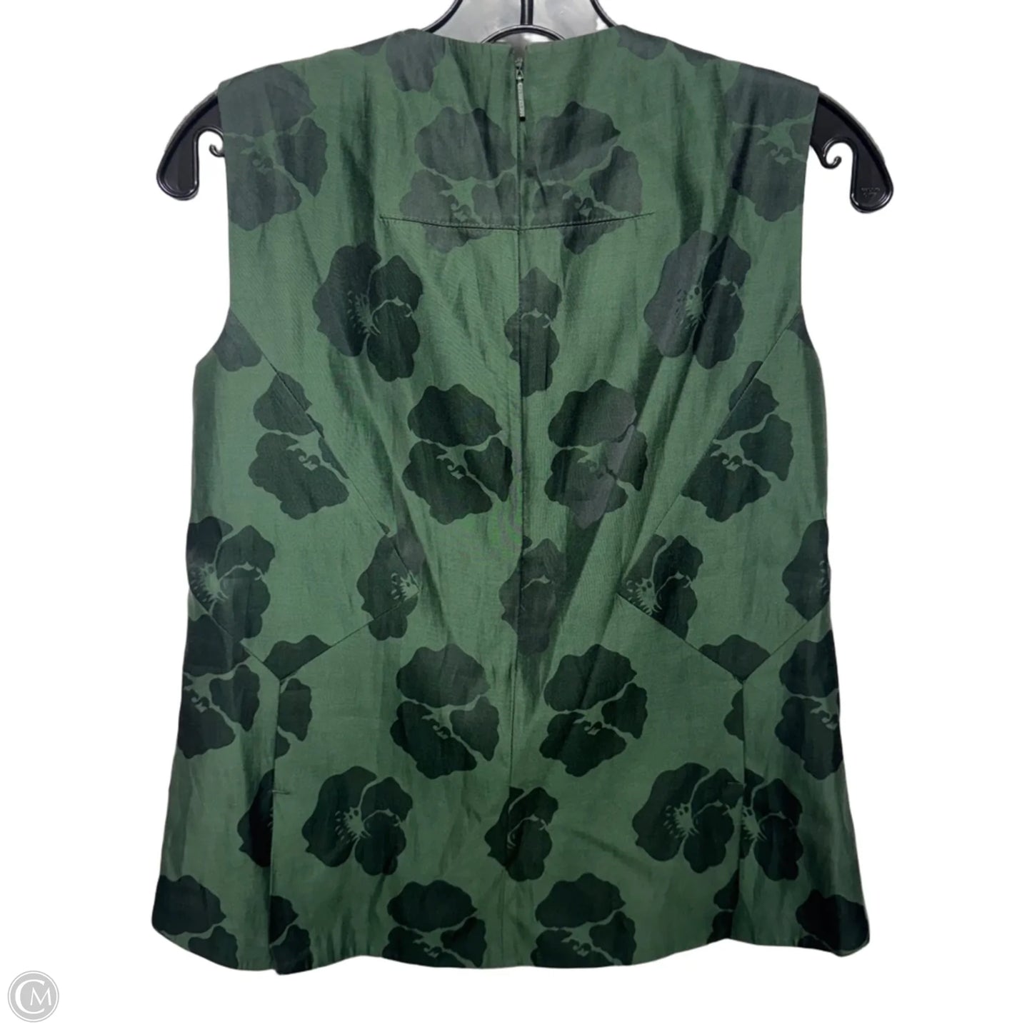 Embellished Silk Blend Top Sleeveless Designer By Tory Burch In Green, Size: 2