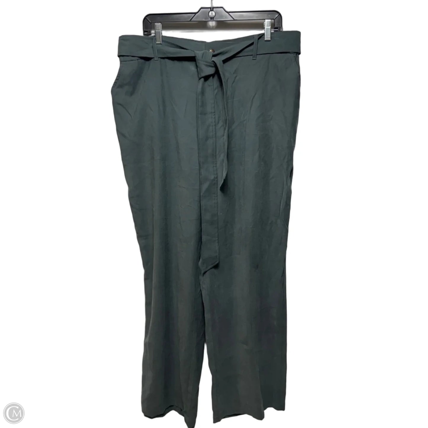 Belted Wide Leg Pants By Wonderly In Green, Size: 2x