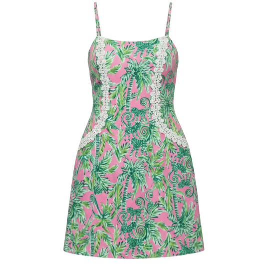 Shelli Pocket Dress Designer By Lilly Pulitzer In Green & Pink, Size: 12