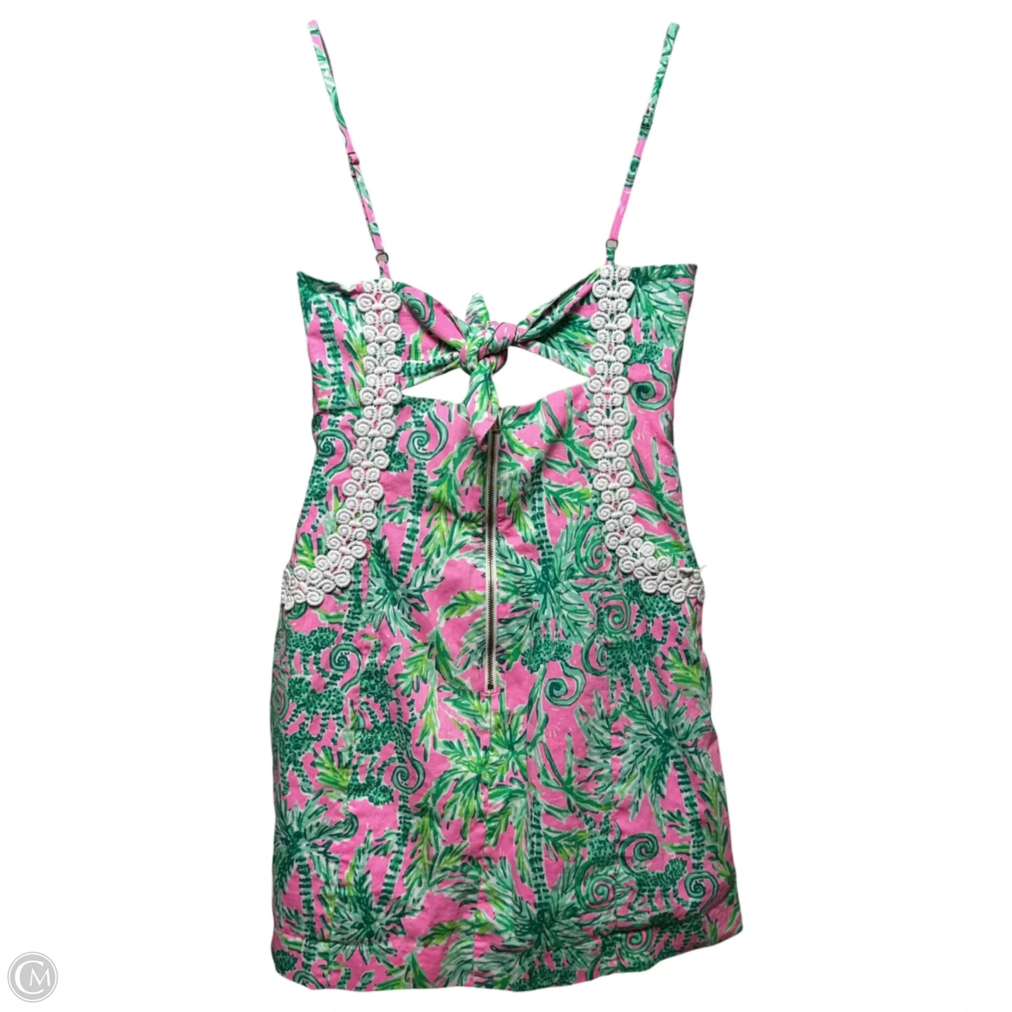 Shelli Pocket Dress Designer By Lilly Pulitzer In Green & Pink, Size: 12