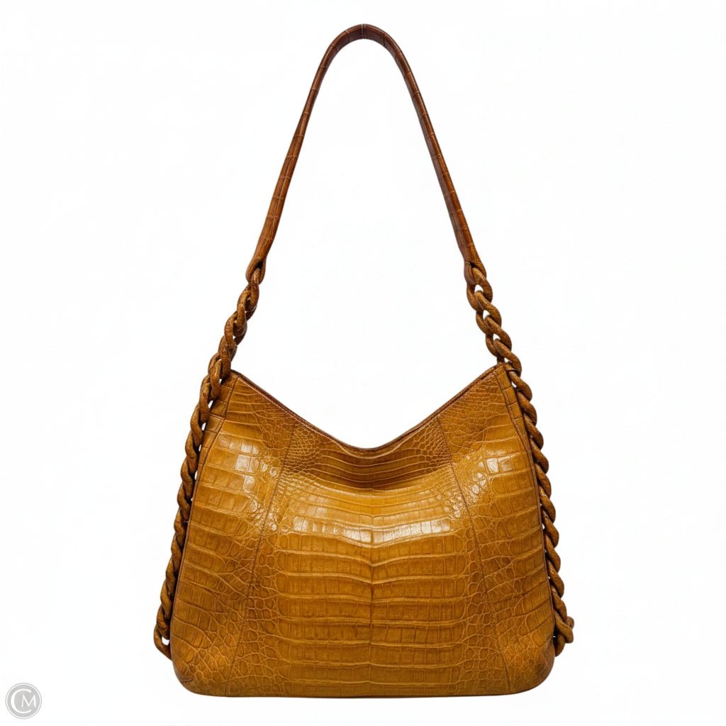 Crocodile Chain Link Hobo Handbag Designer By Nancy Gonzalez, Size: Medium