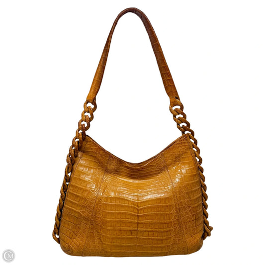 Crocodile Chain Link Hobo Handbag Designer By Nancy Gonzalez, Size: Medium