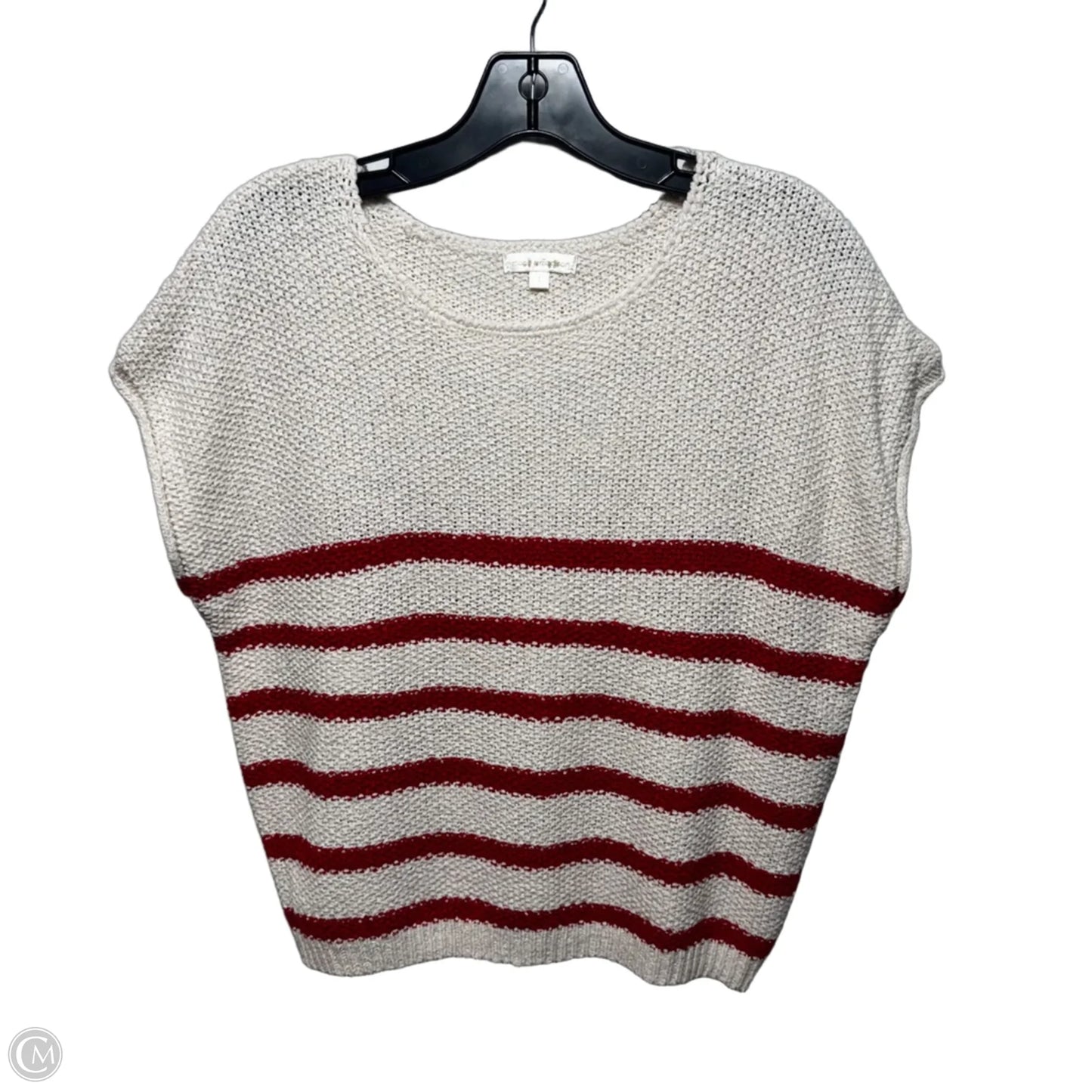 Top Short Sleeve By Moon And Madison In Cream & Red, Size: L