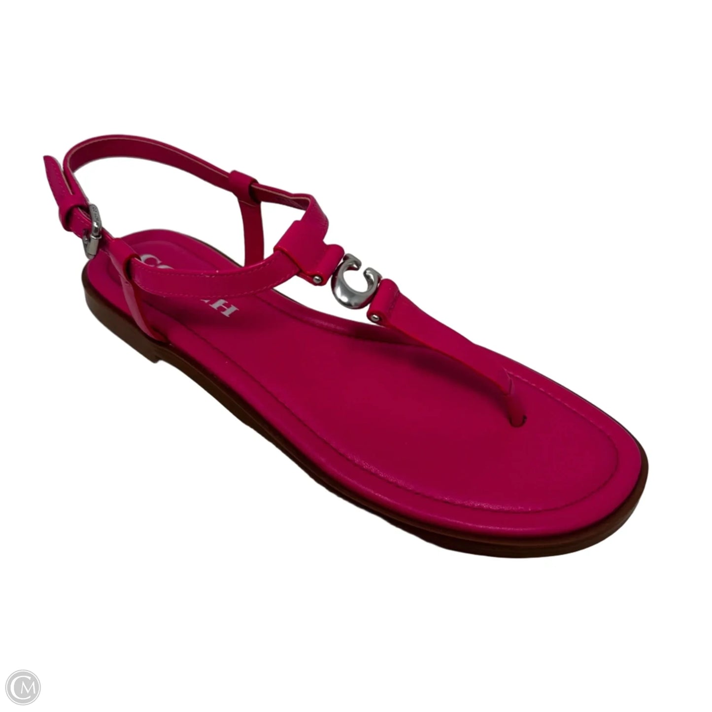 T Strap Logo Sandals Designer By Coach In Pink, Size: 6.5