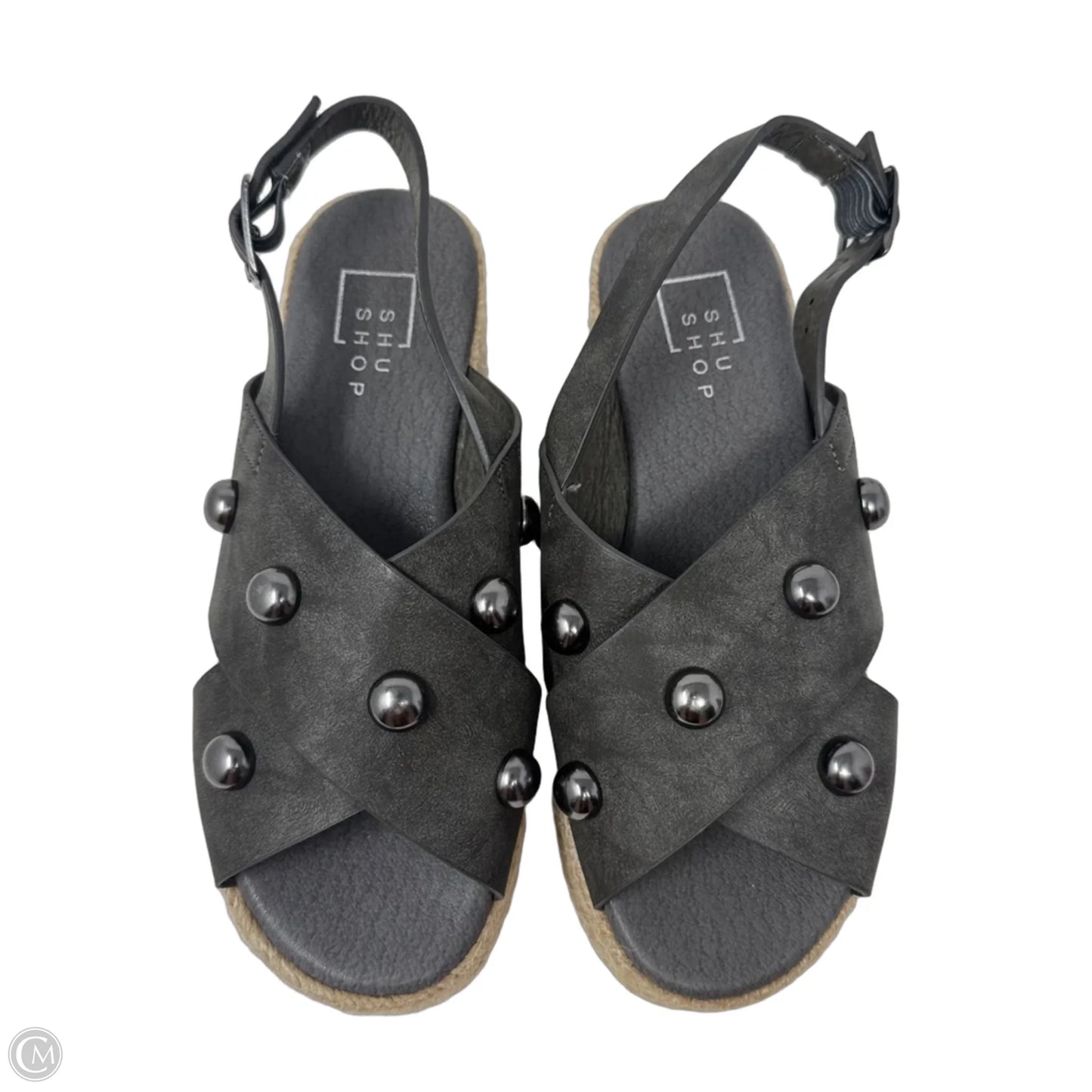 Kylie Stud Espadrille Sandals Heels Wedge By Shu Shop In Grey, Size: 7