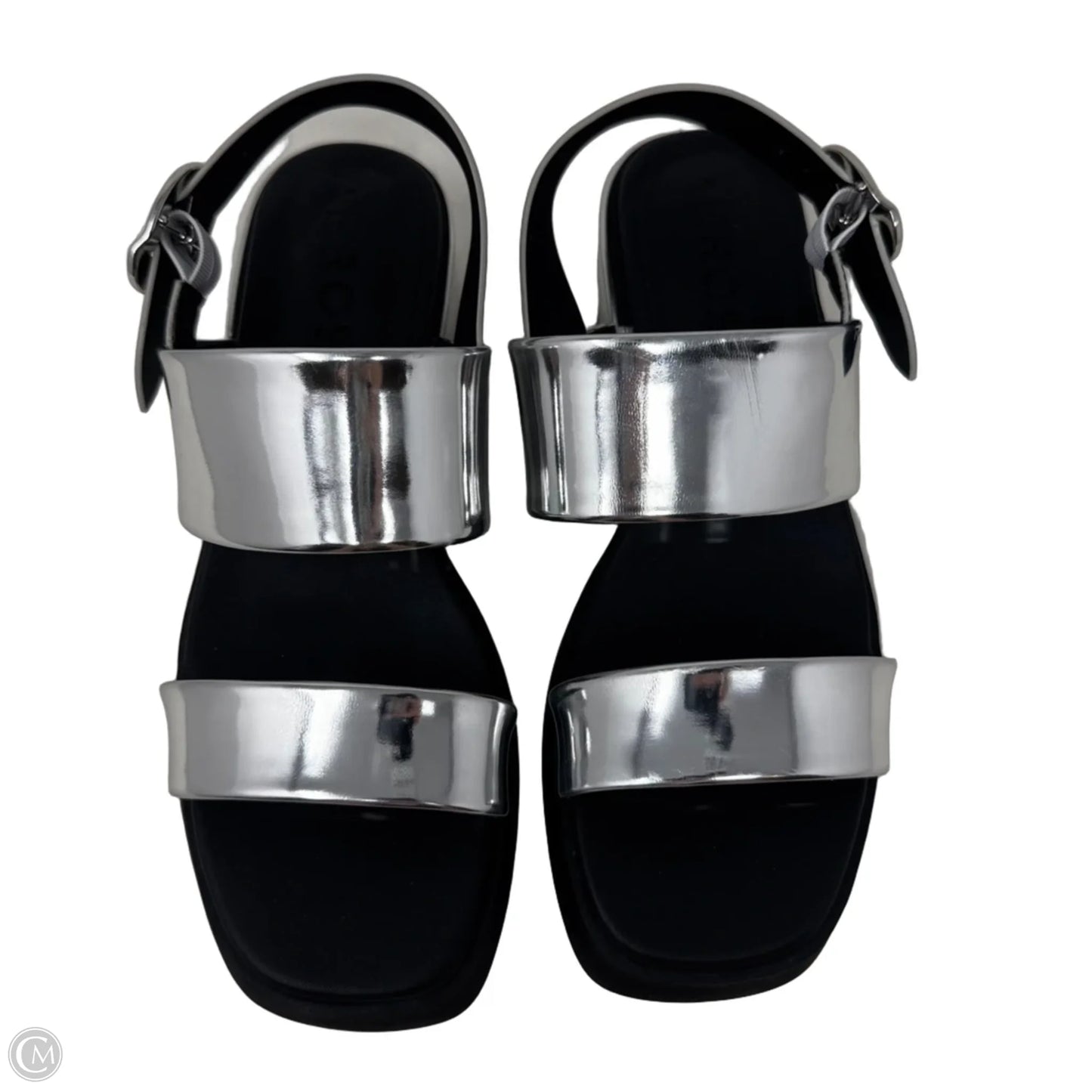 Dove Chrome Sandals Heels Block By Aerosoles In Silver, Size: 7