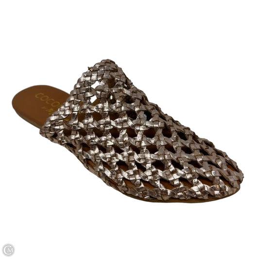 Metallic Woven Mule Sandals Flats By Coconuts In Rose Gold, Size: 7