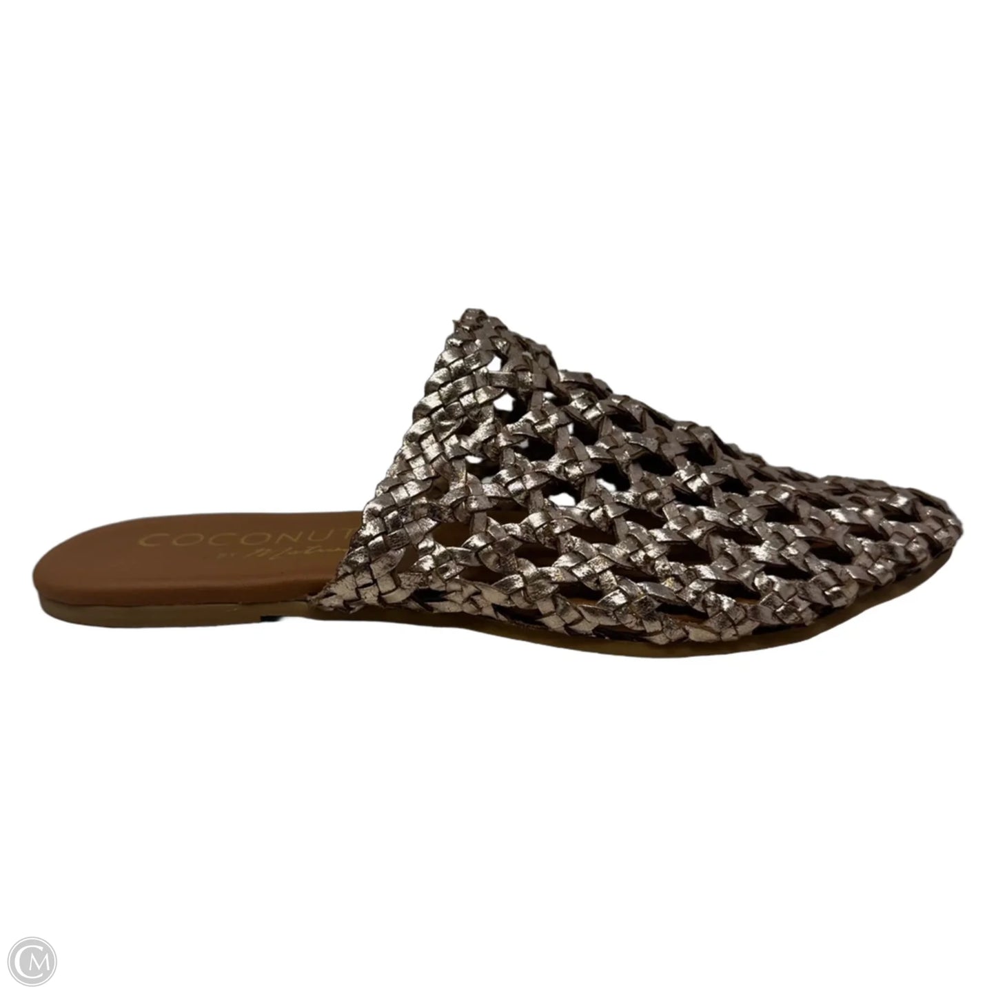 Metallic Woven Mule Sandals Flats By Coconuts In Rose Gold, Size: 7