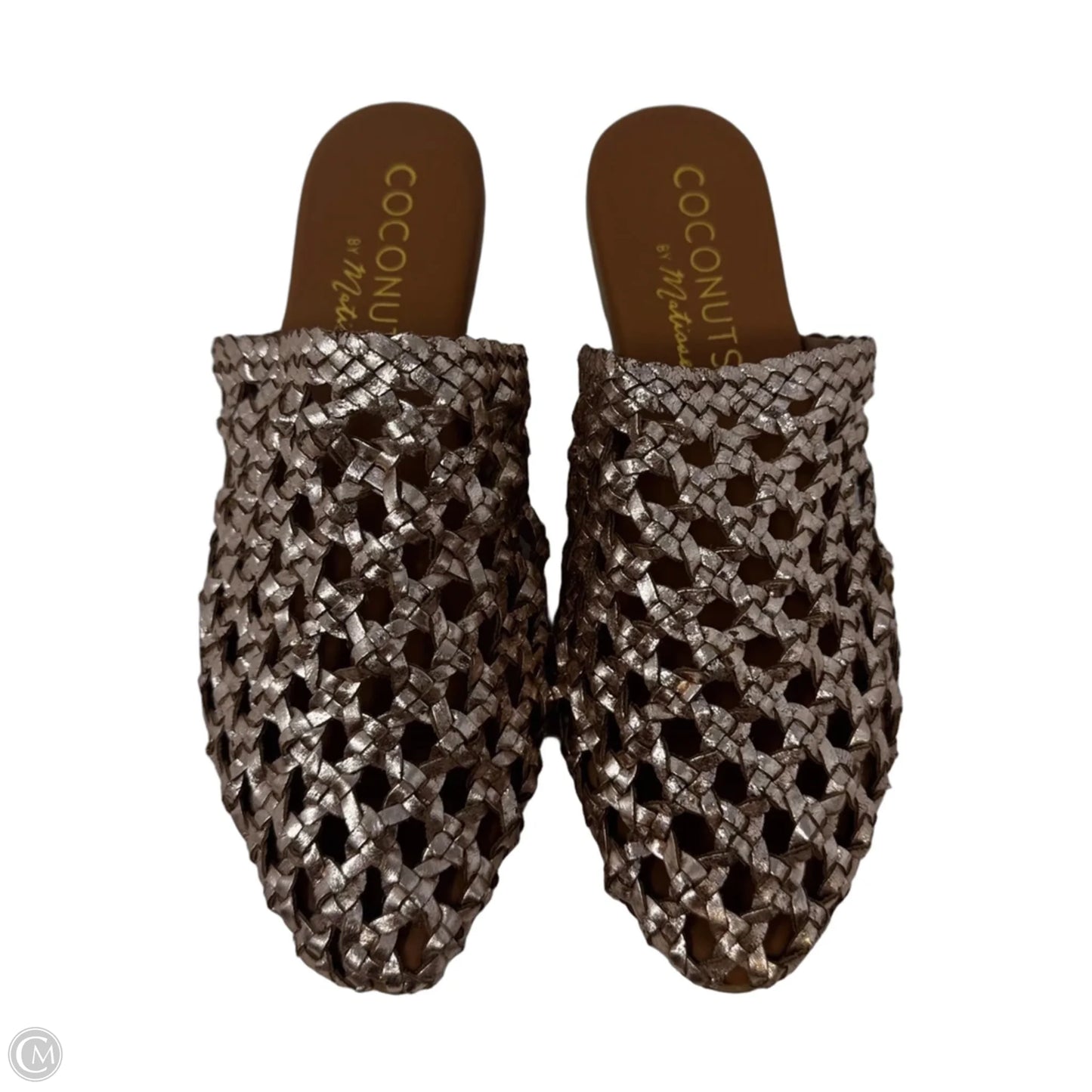 Metallic Woven Mule Sandals Flats By Coconuts In Rose Gold, Size: 7