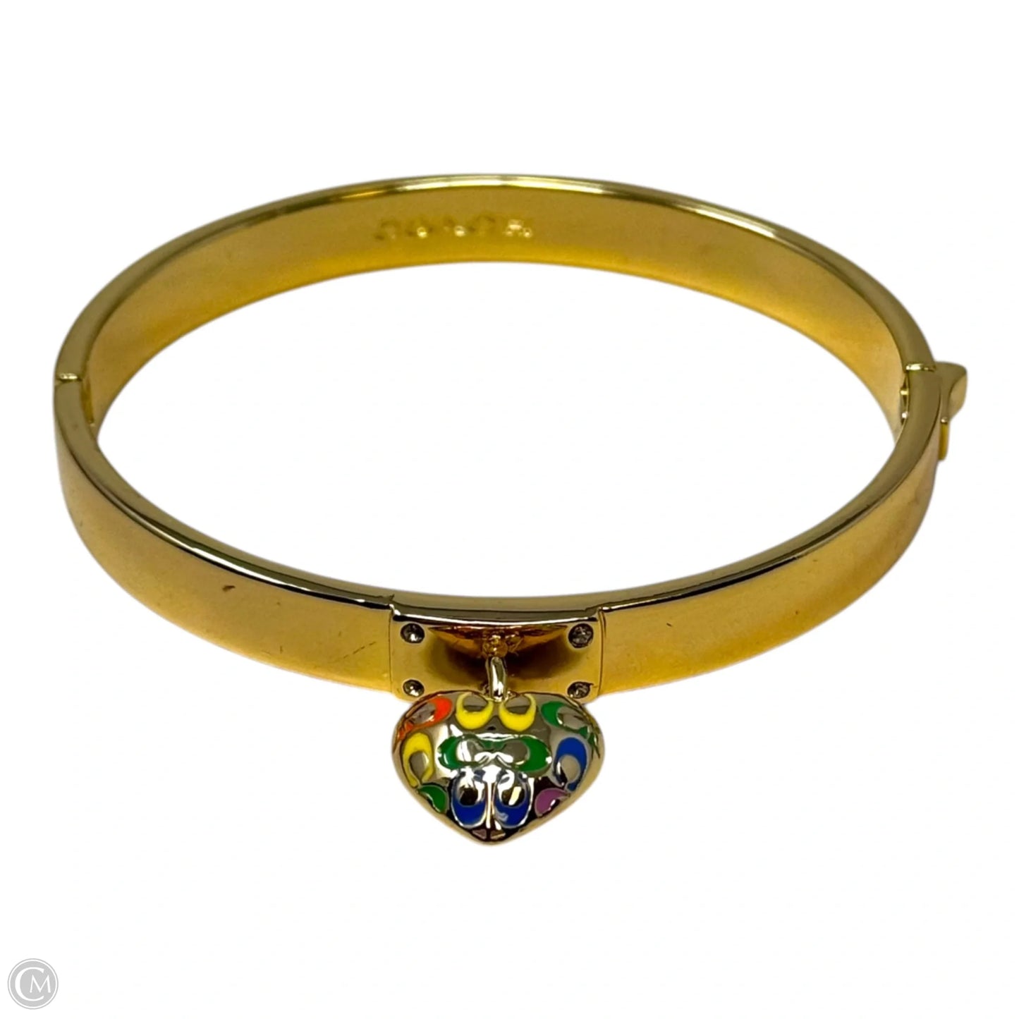 Rainbow Signature Heart Hinged Cuff Bracelet Designer By Coach