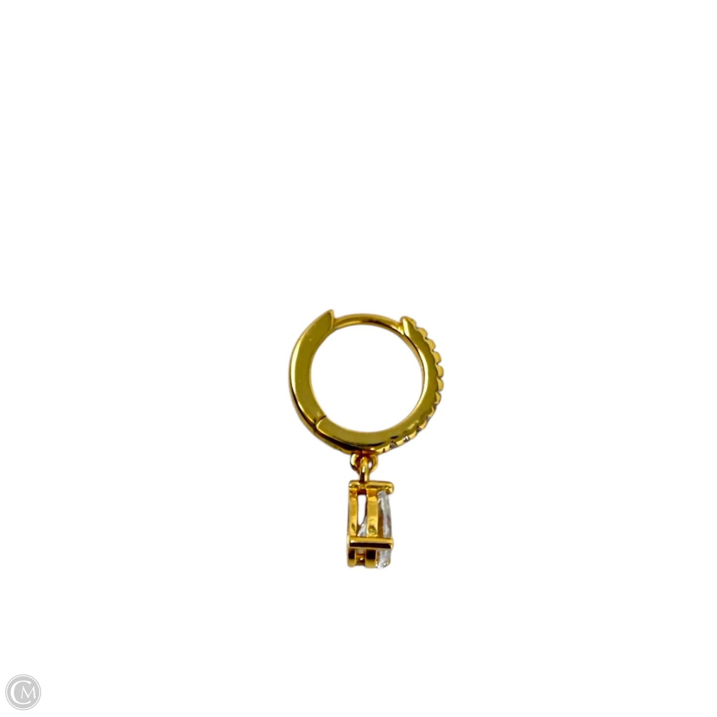 Gold Over Sterling Silver Cubic Zirconia Pavé Teardrop Huggie Hoop Earrings