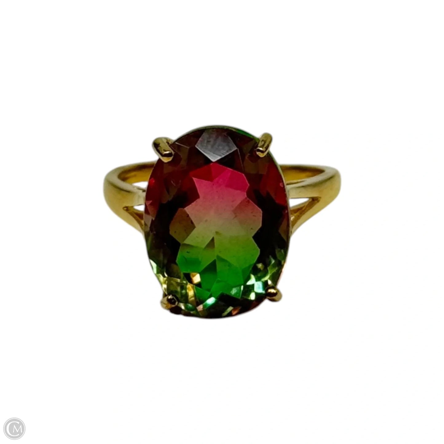 Two Tone Brass Ring Statement, Size: 8