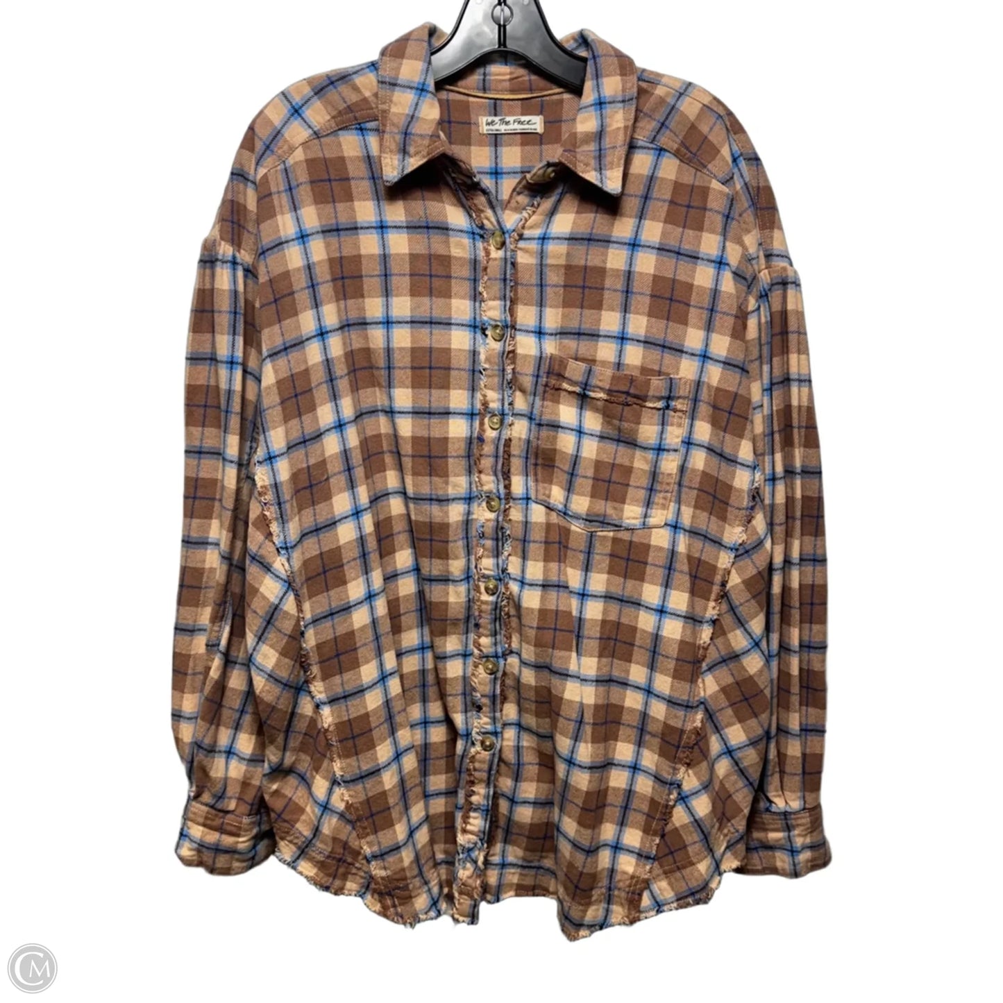 Top Long Sleeve By We The Free In Checkered Pattern, Size: Xs