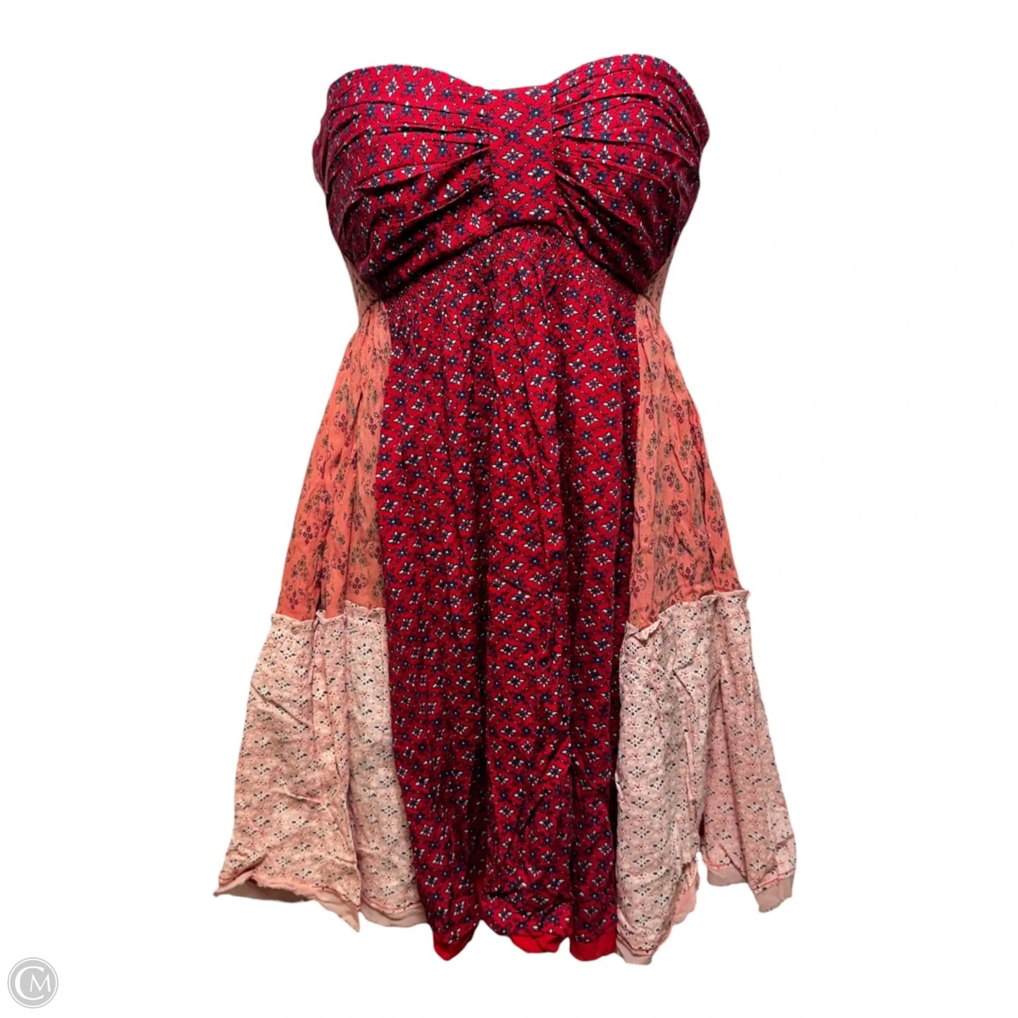 Strapless Patchwork Dress Casual Short By Free People In Floral Print, Size: Xs