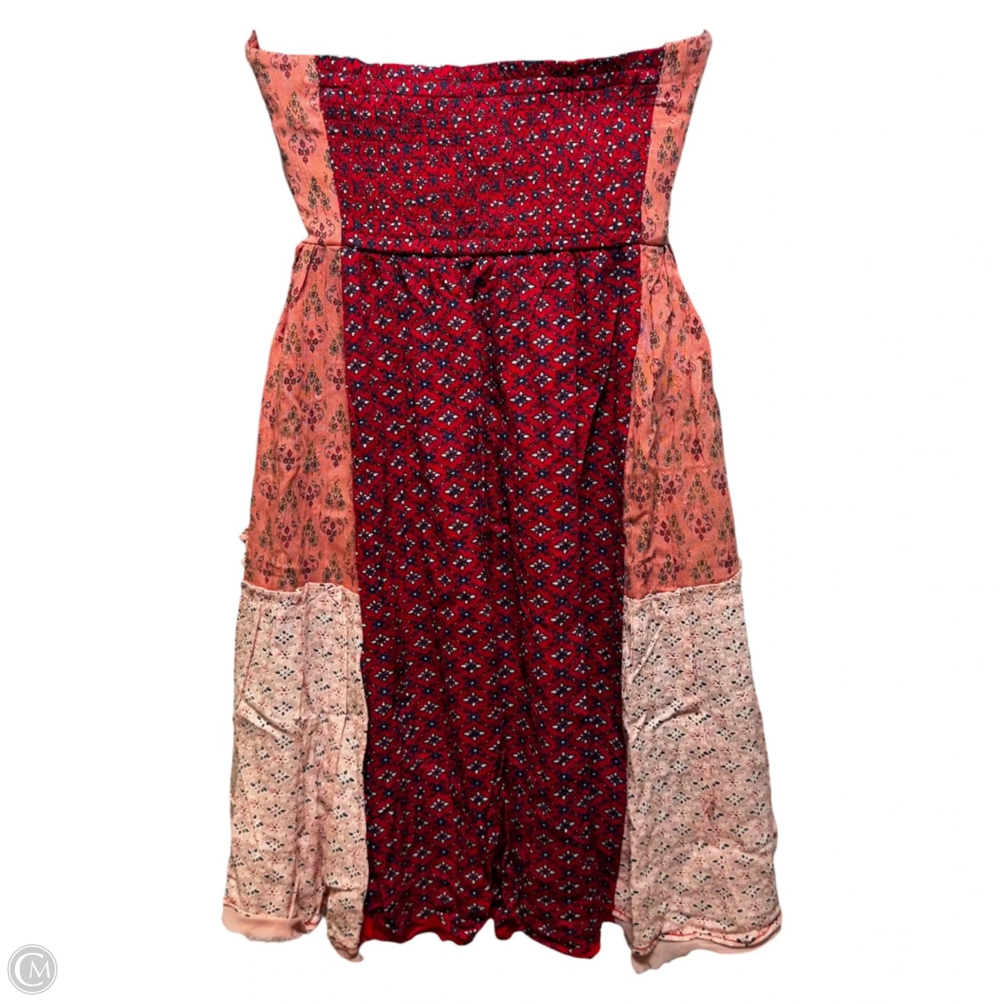 Strapless Patchwork Dress Casual Short By Free People In Floral Print, Size: Xs