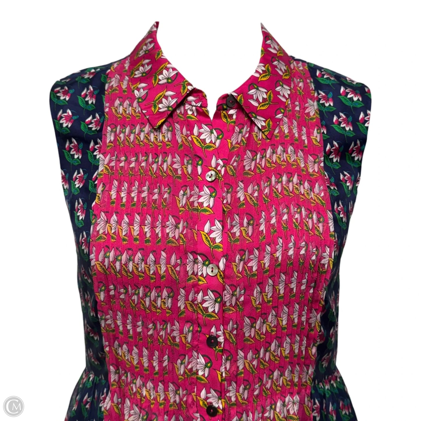 Nieves Silk Pleated Midi Shirt-Dress Designer By Diane Von Furstenberg In Floral Print, Size: M