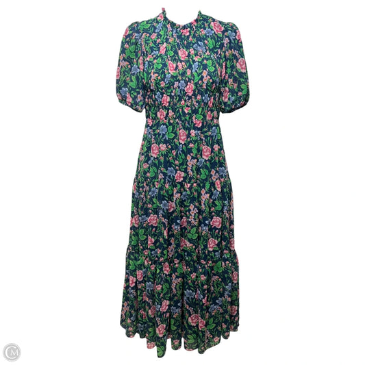 Blossom Floral Chiffon Midi Dress Designer By Diane Von Furstenberg In Navy Floral Print, Size: 00