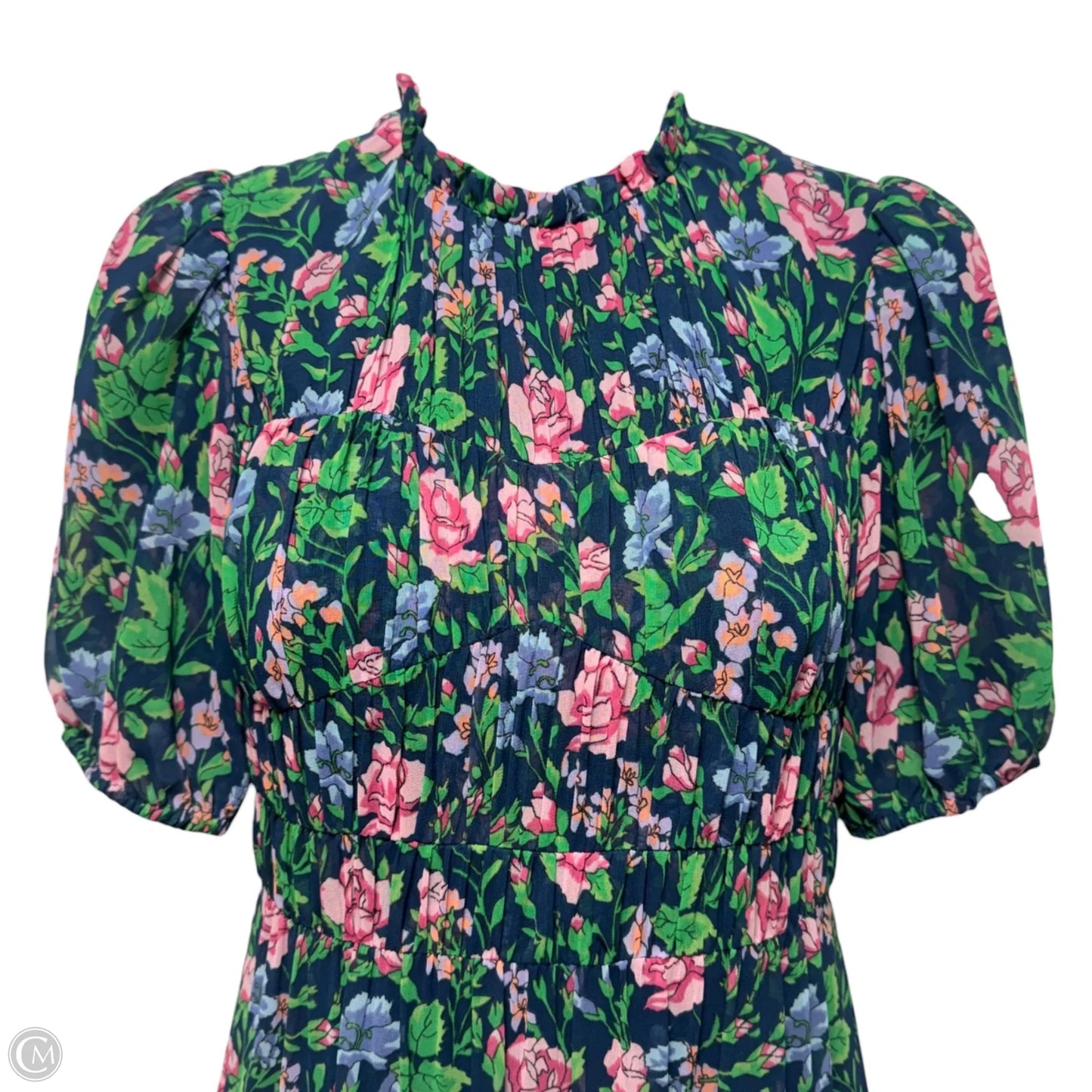 Blossom Floral Chiffon Midi Dress Designer By Diane Von Furstenberg In Navy Floral Print, Size: 00