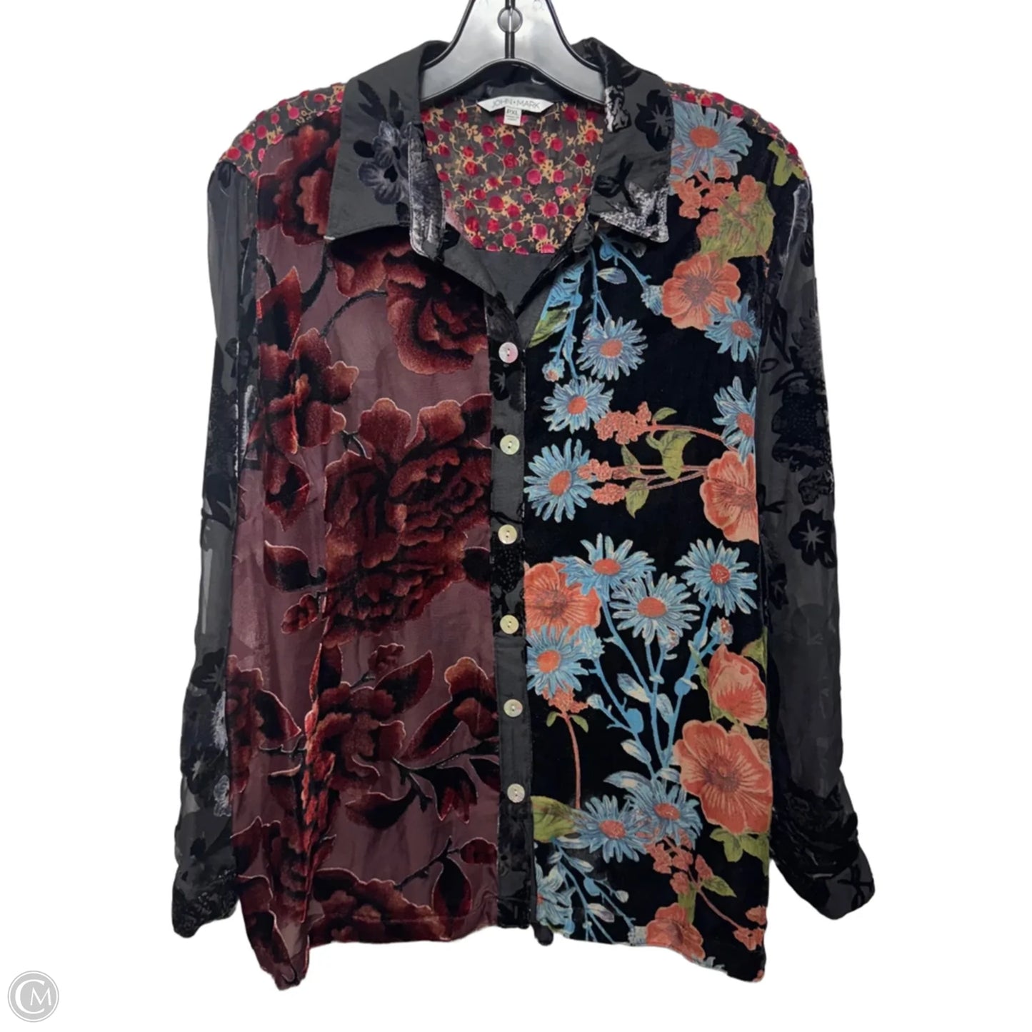 Enchanted Evening Top Long Sleeve By John Mark In Floral Print, Size: Xlp
