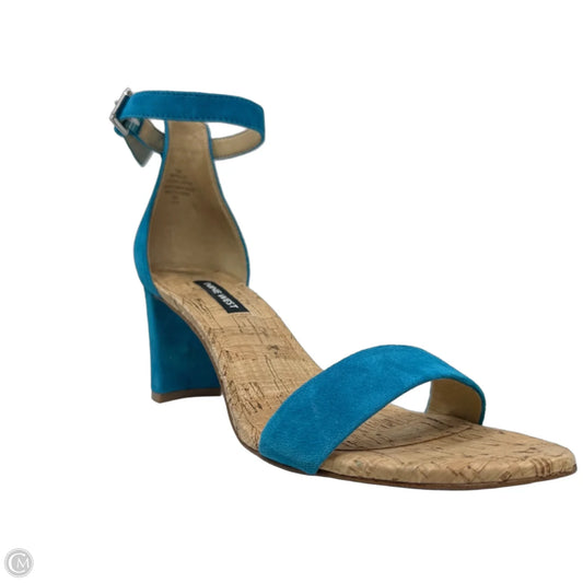 Suede Block Heel Sandals By Nine West In Aqua, Size: 7.5