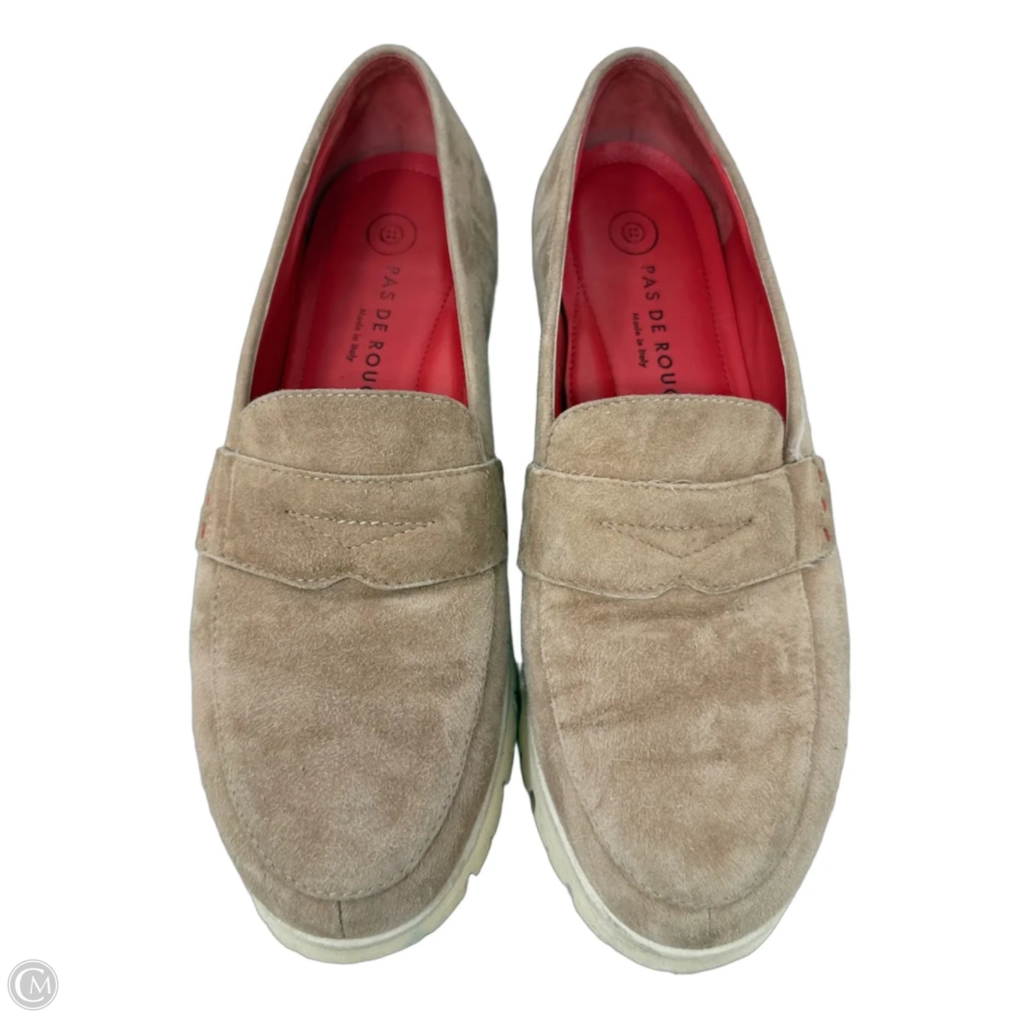 Suede Loafers By Pas de Rouge In Tan, Size: 8