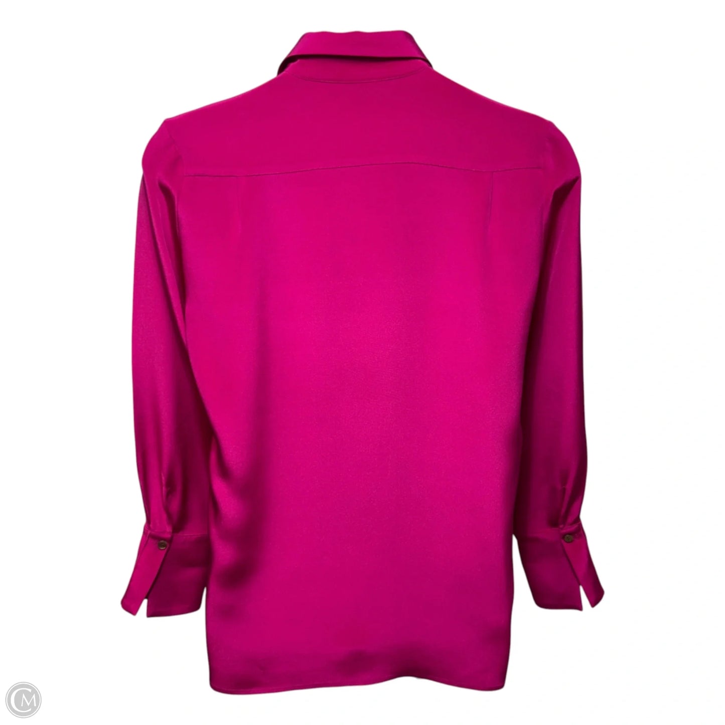 Silk Button Down Blouse Long Sleeve By Diomi In Pink, Size: M