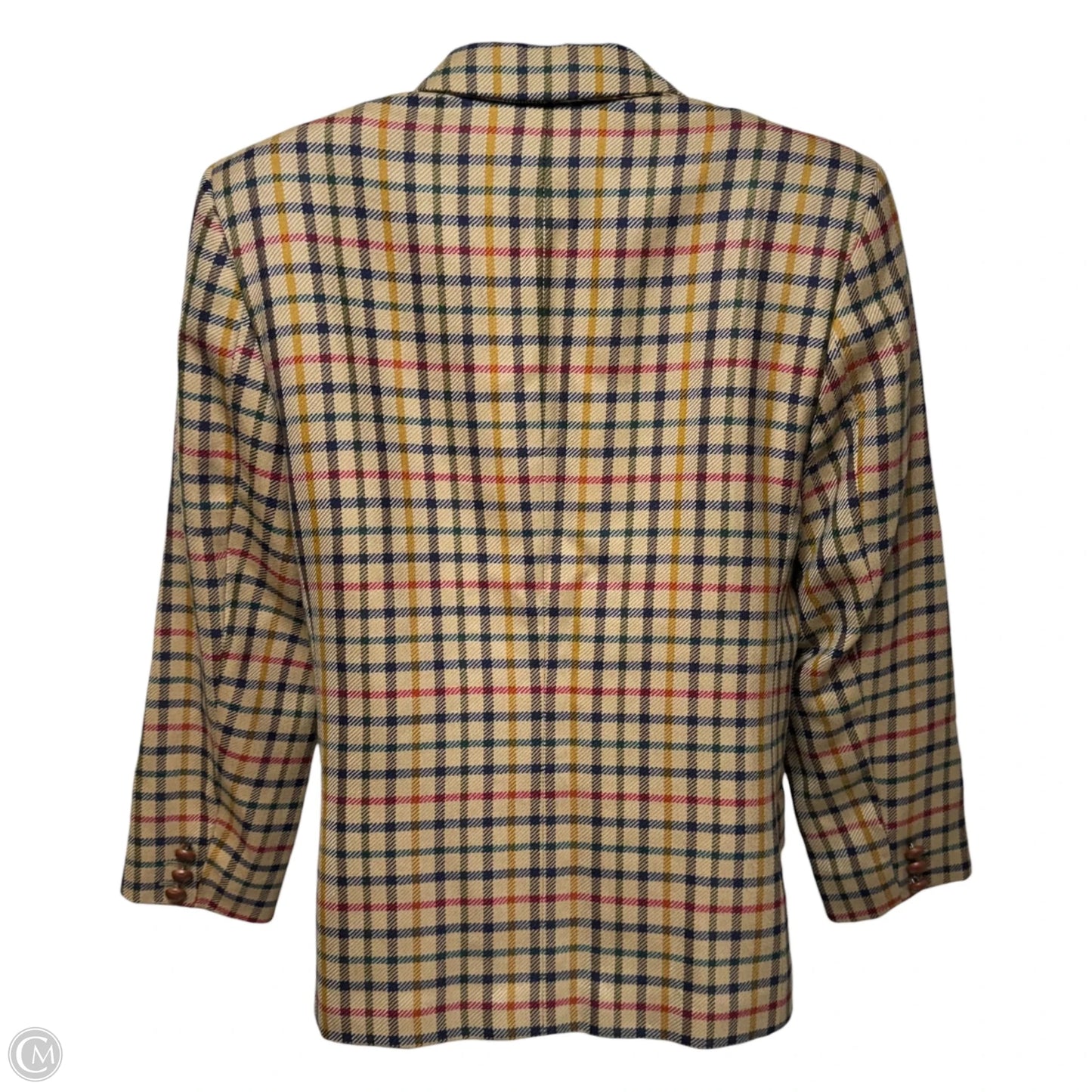 Vintage Wool Blazer By Dak’s In Checkered Pattern, Size: 6