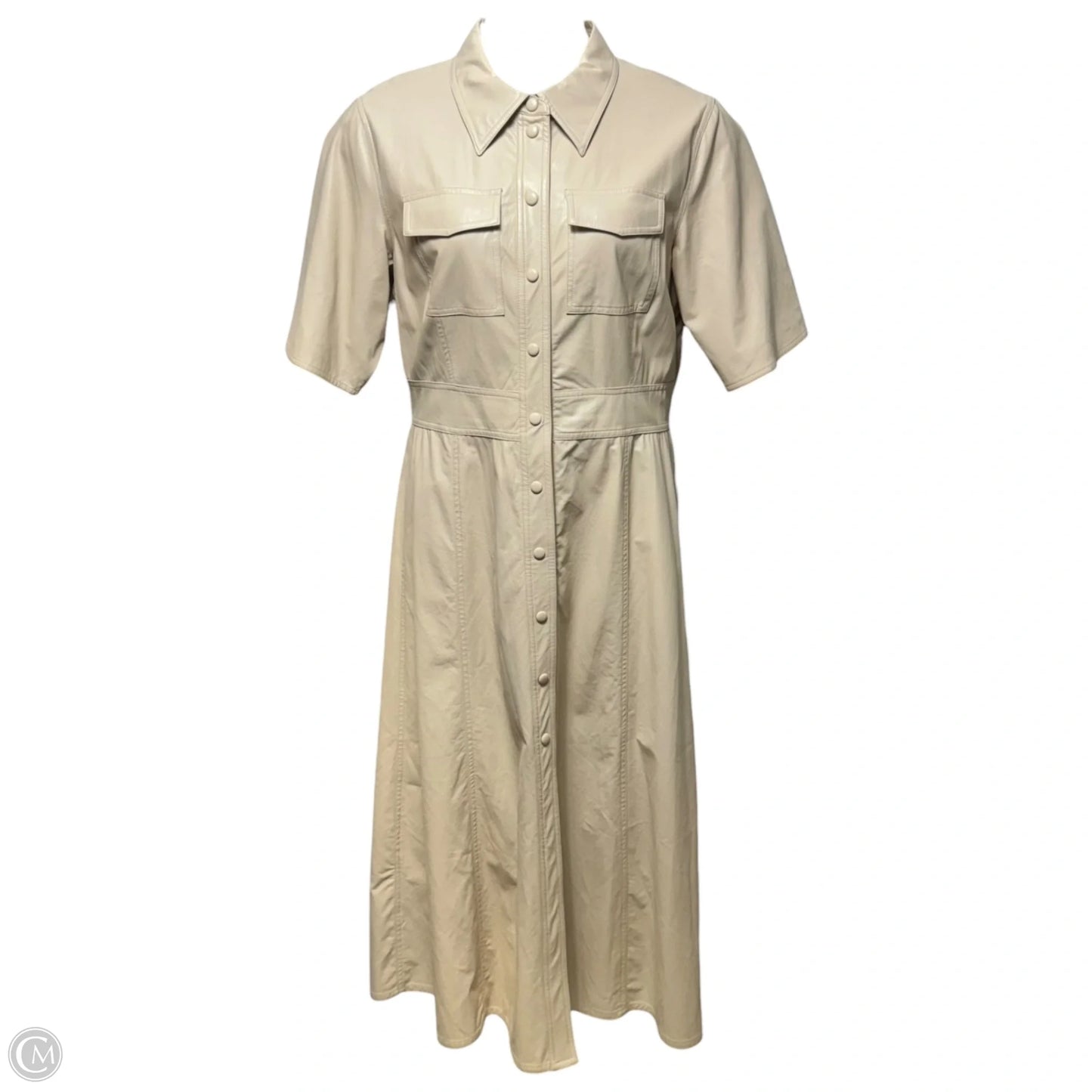 Nahara Faux Leather Shirt-Dress Casual Maxi By Stand Studio In Cream, Size: 12