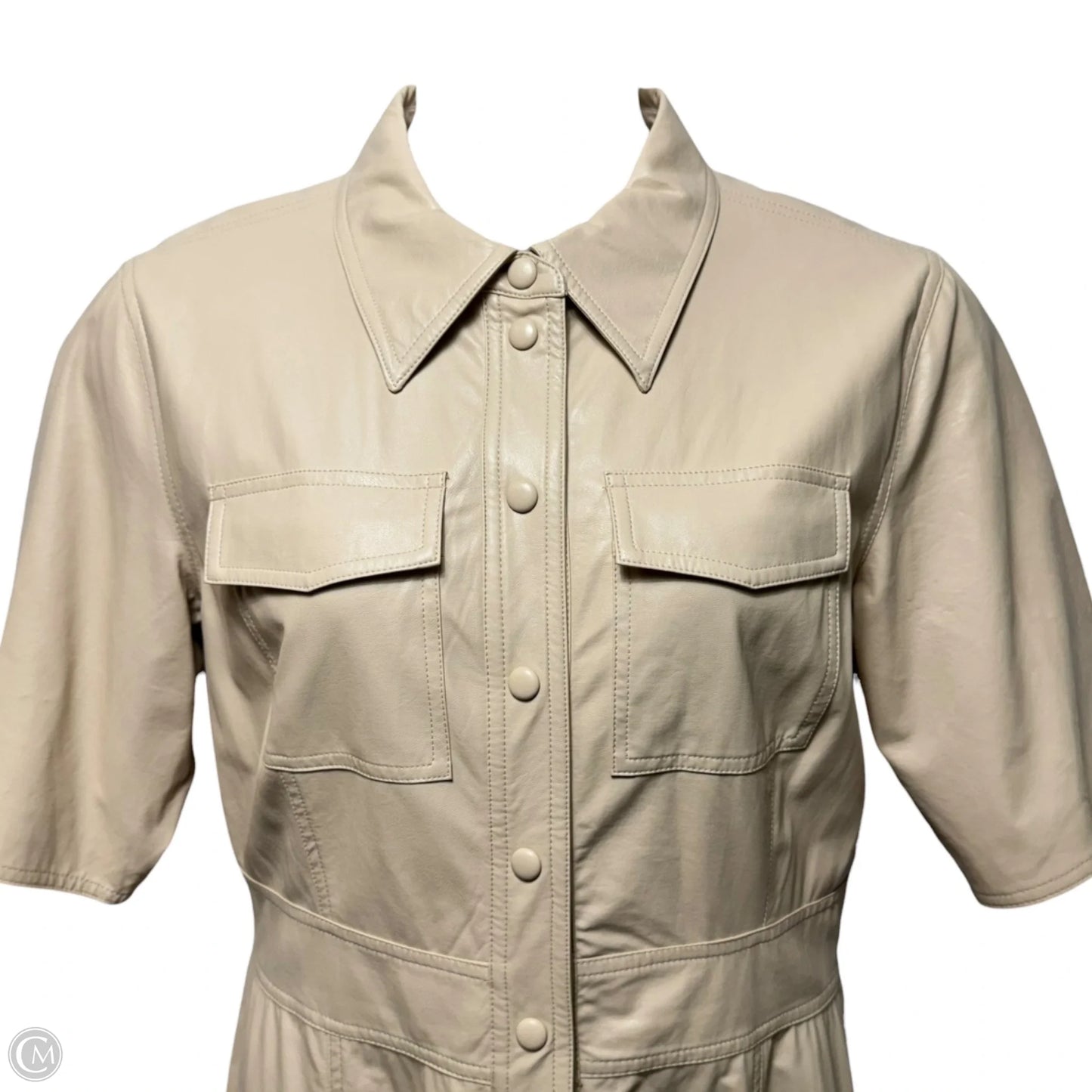 Nahara Faux Leather Shirt-Dress Casual Maxi By Stand Studio In Cream, Size: 12