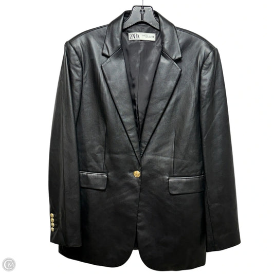 Faux Leather Blazer By Zara In Black, Size: Xl