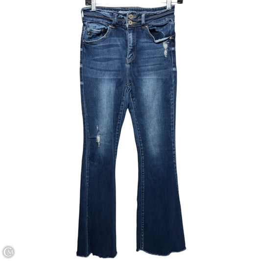 Morgan High Rise Double Waistband Flare Jeans By Kancan In Blue Denim, Size: 5/26
