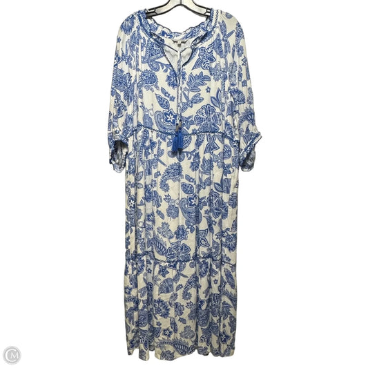 Dress Casual Midi By John Mark In Blue & White, Size: L