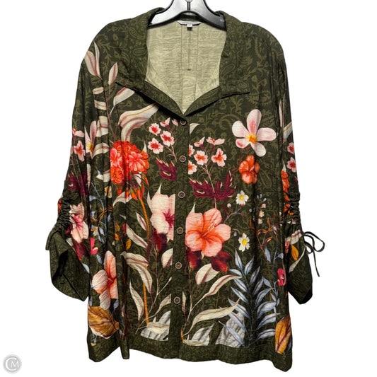 Top 3/4 Sleeve By John Mark In Floral Print, Size: 2x
