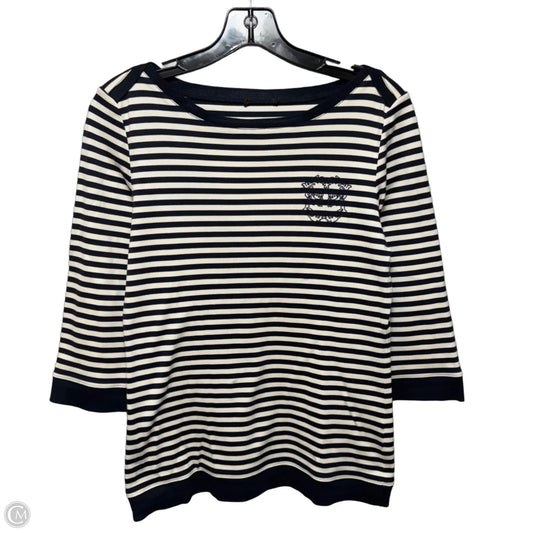 Top 3/4 Sleeve Designer By Escada In Striped Pattern, Size: S (estimated)