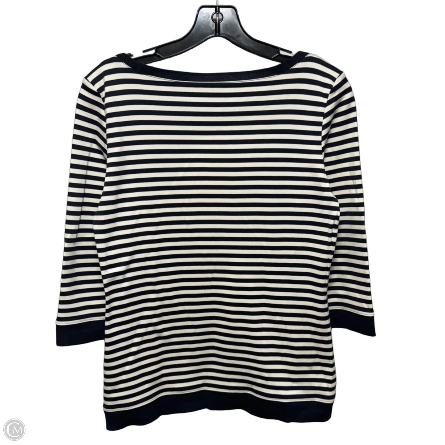 Top 3/4 Sleeve Designer By Escada In Striped Pattern, Size: S (estimated)