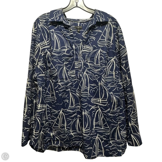 Top Long Sleeve By Talbots In Nautical Print, Size: 2x