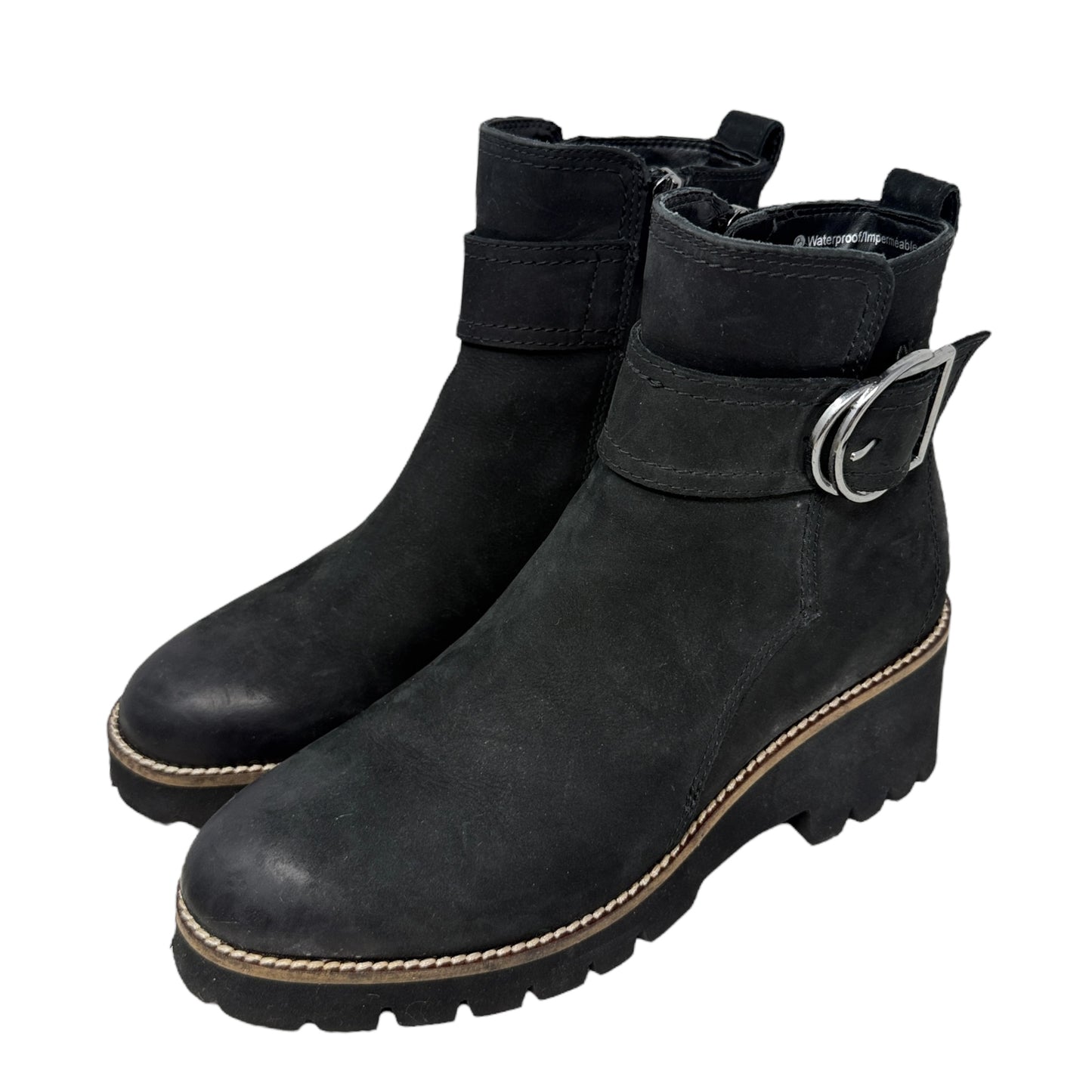 Dagger Waterproof Nubuck Leather D-Ring Hardware Detail Booties By Blondo In Black, Size: 8