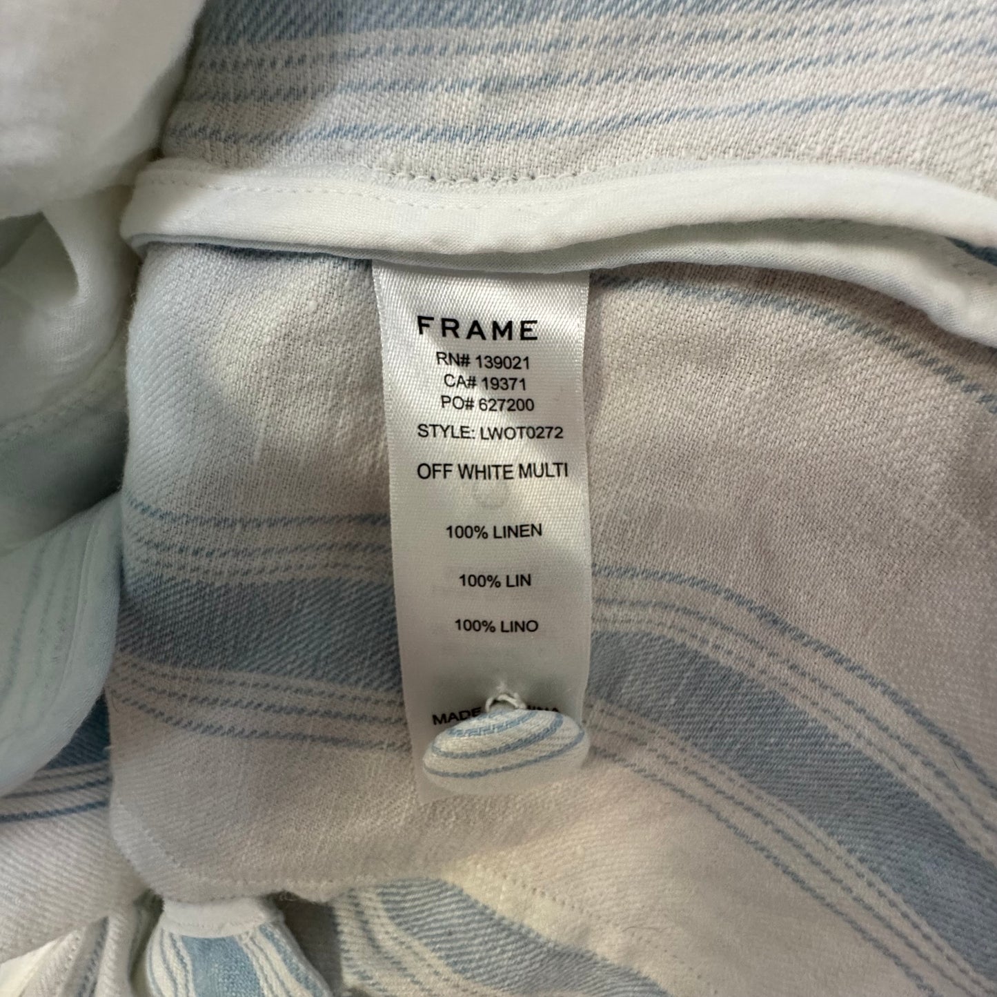Classic Stripe Linen Blazer By Frame In Striped Pattern, Size: 4