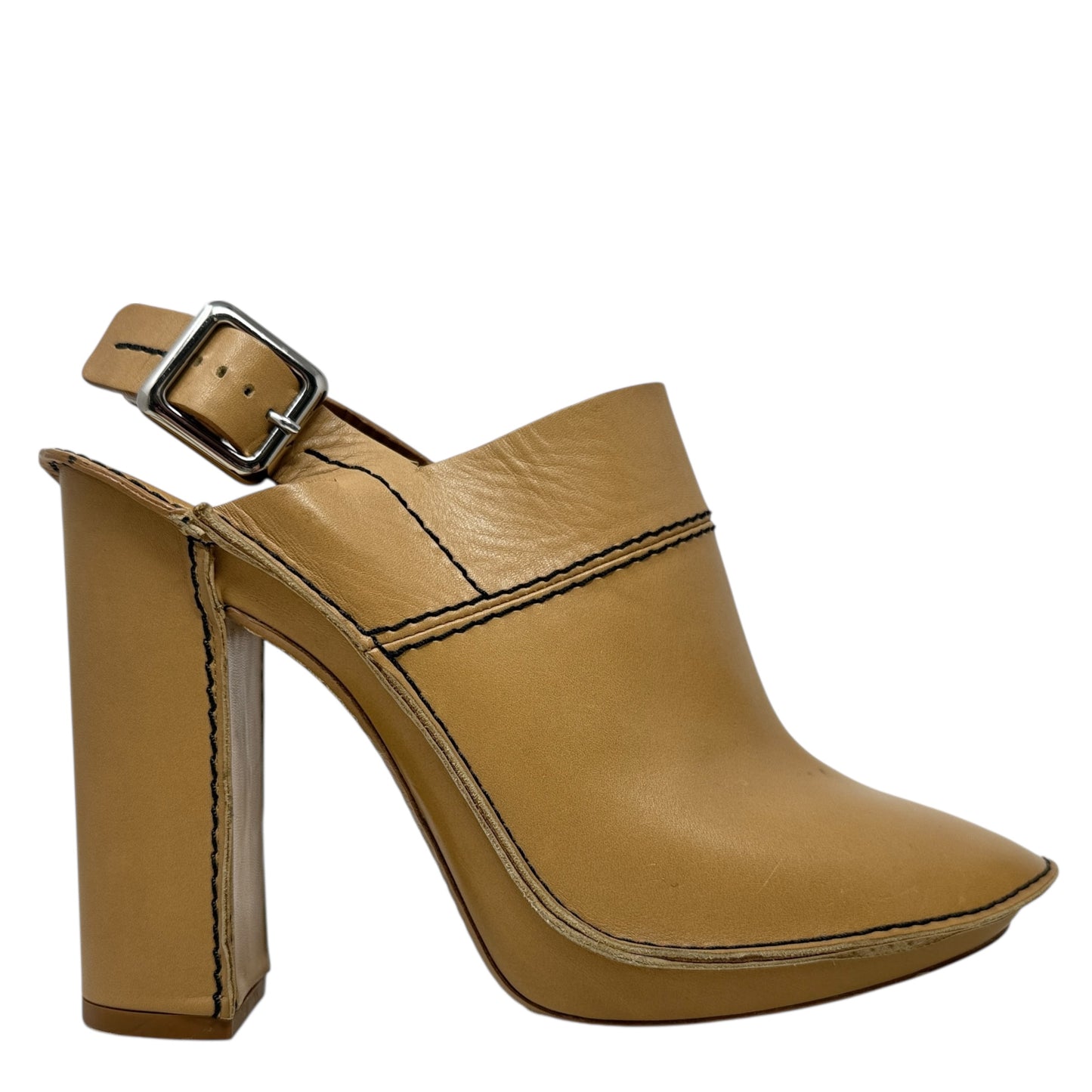 High Heel Slingback Mules Luxury Designer By Chloe In Tan, Size: 9