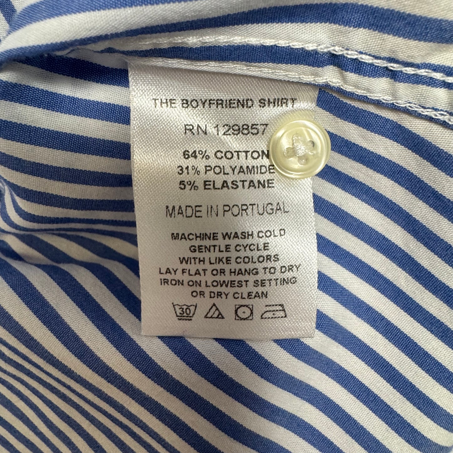 The Boyfriend Shirt By The Shirt Rochelle Behrens In Striped Pattern, Size: L