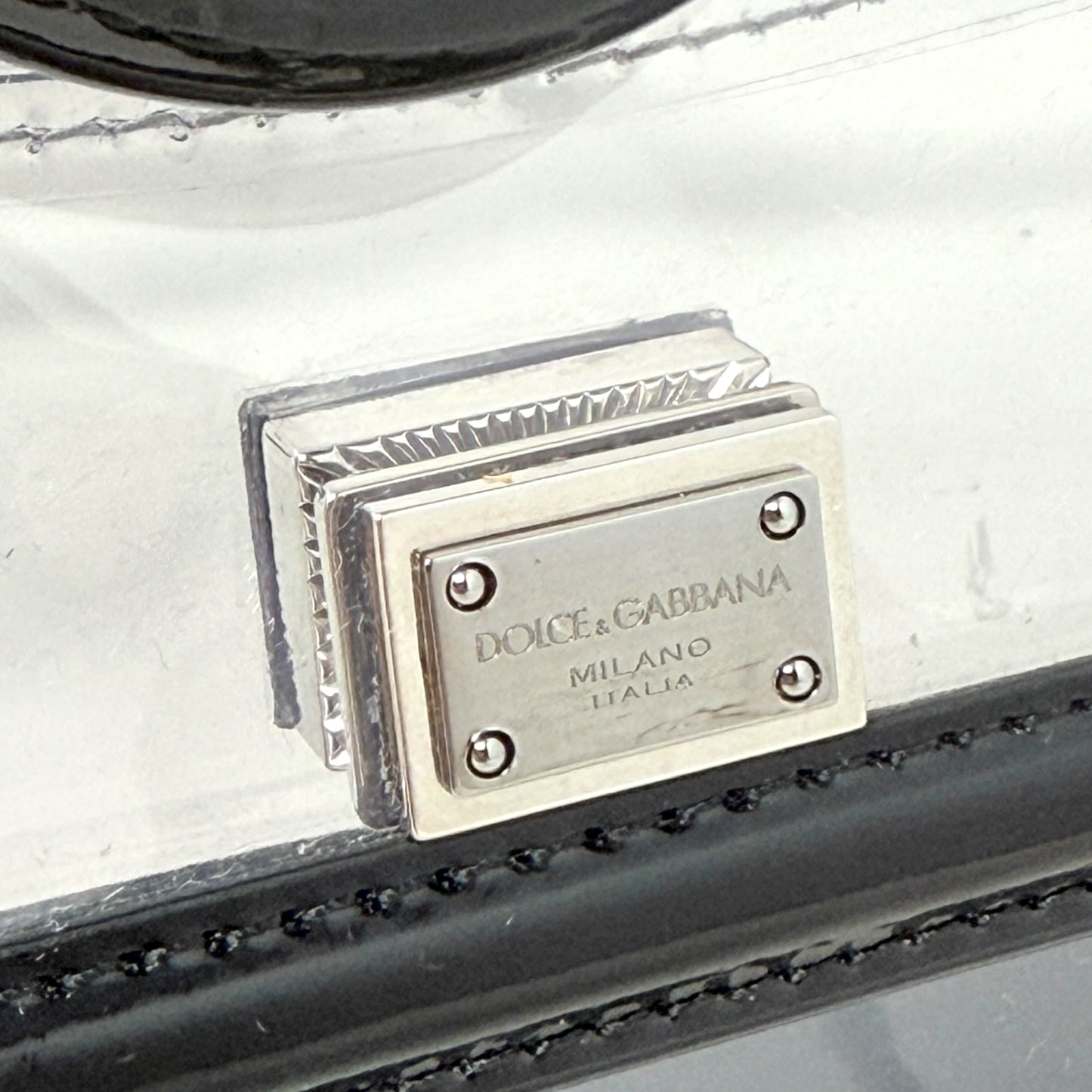 Sicily Small Transparent Top Handle Bag Luxury Designer By Dolce And Gabbana, Size: Small