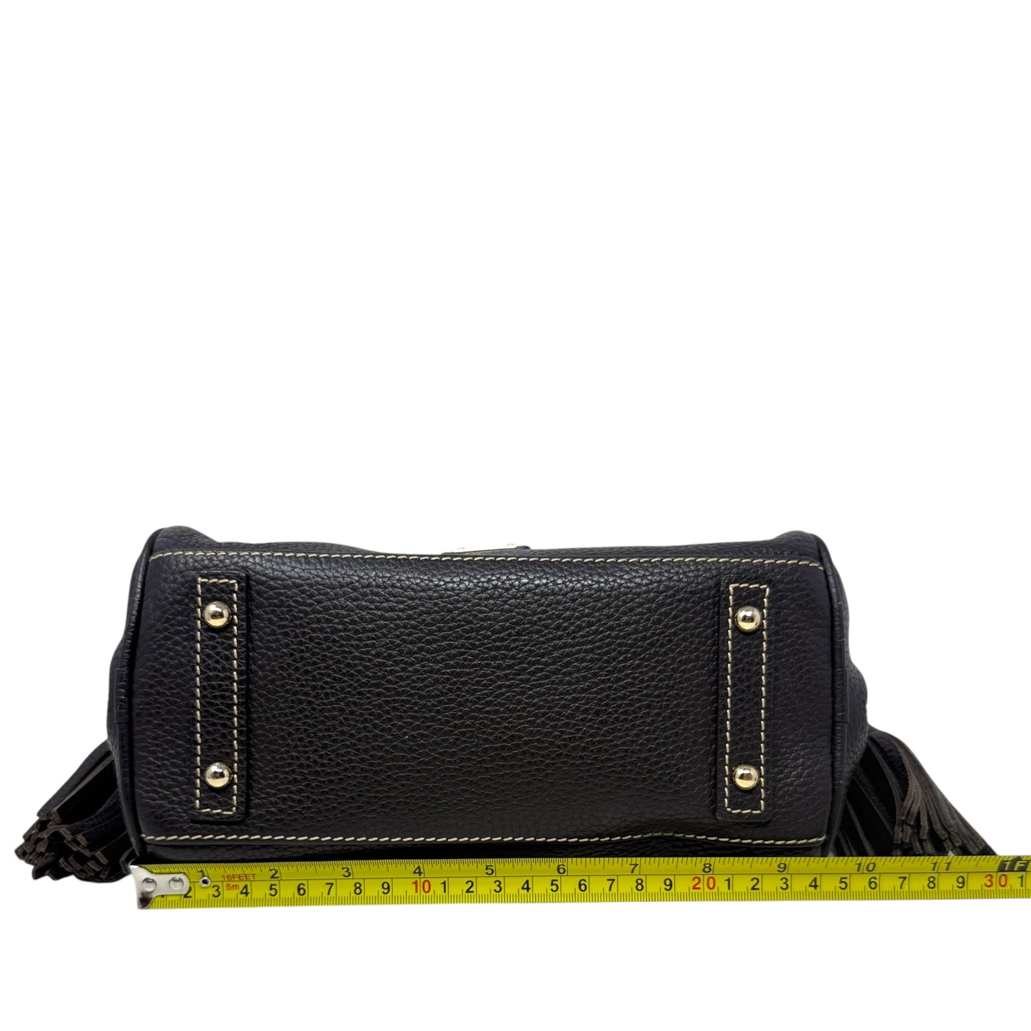 Pebble Grain Leather Tassel Shoulder Bag Designer By Dooney And Bourke, Size: Small