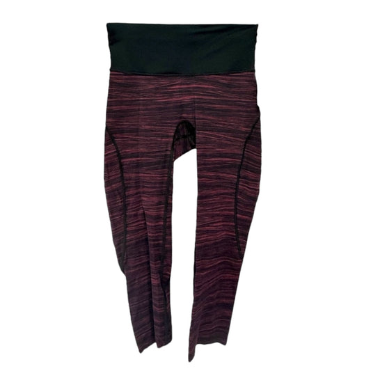 Run The Day Crop (17")Leggings By Lululemon In Low Tide Blush Berry Black / Black , Size 4