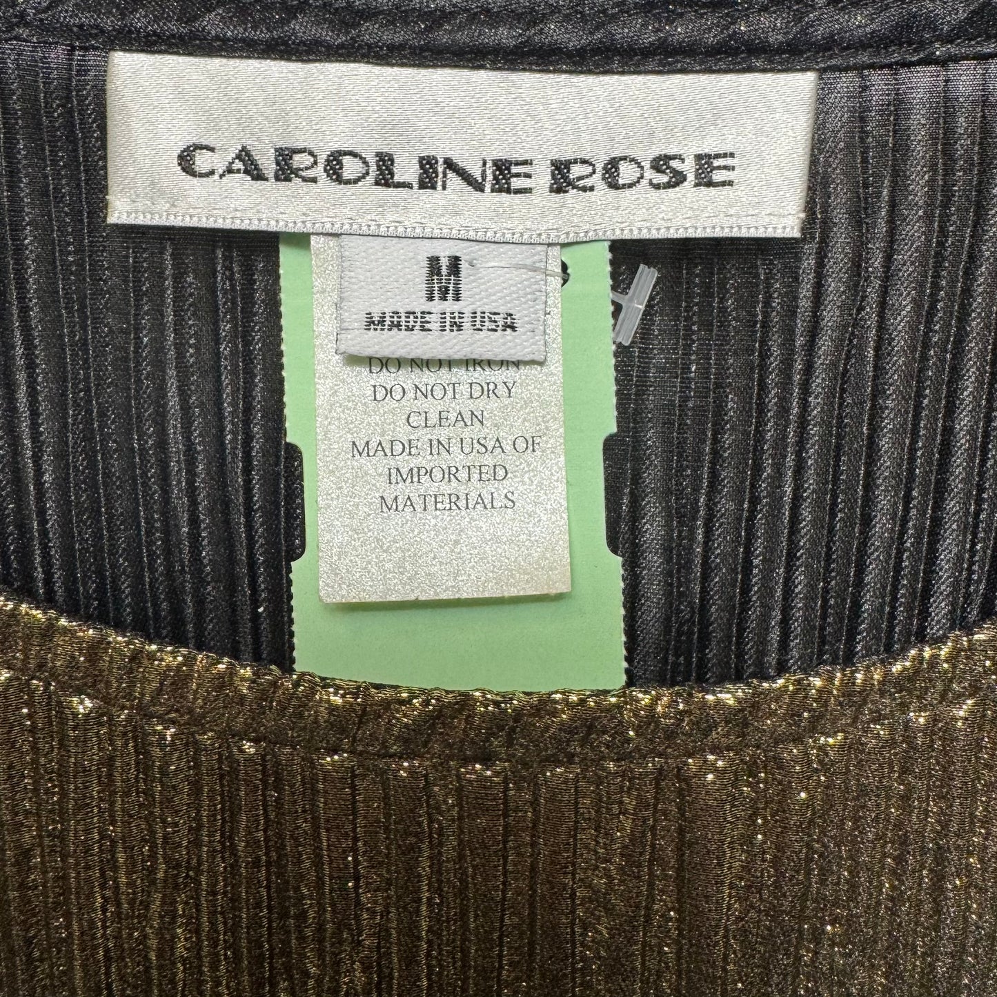 Metallic Plisse Caftan Top Sleeveless By Caroline Rose In Gold, Size: M