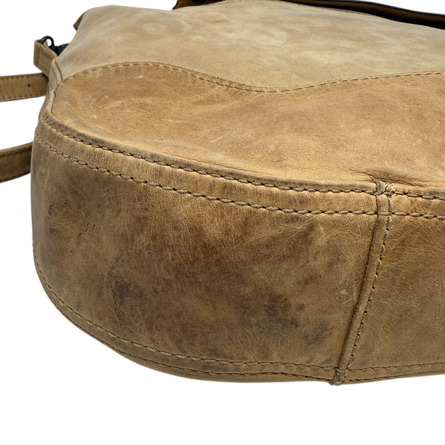 Melissa Distressed Leather Hobo Bag Designer By Frye, Size: Medium