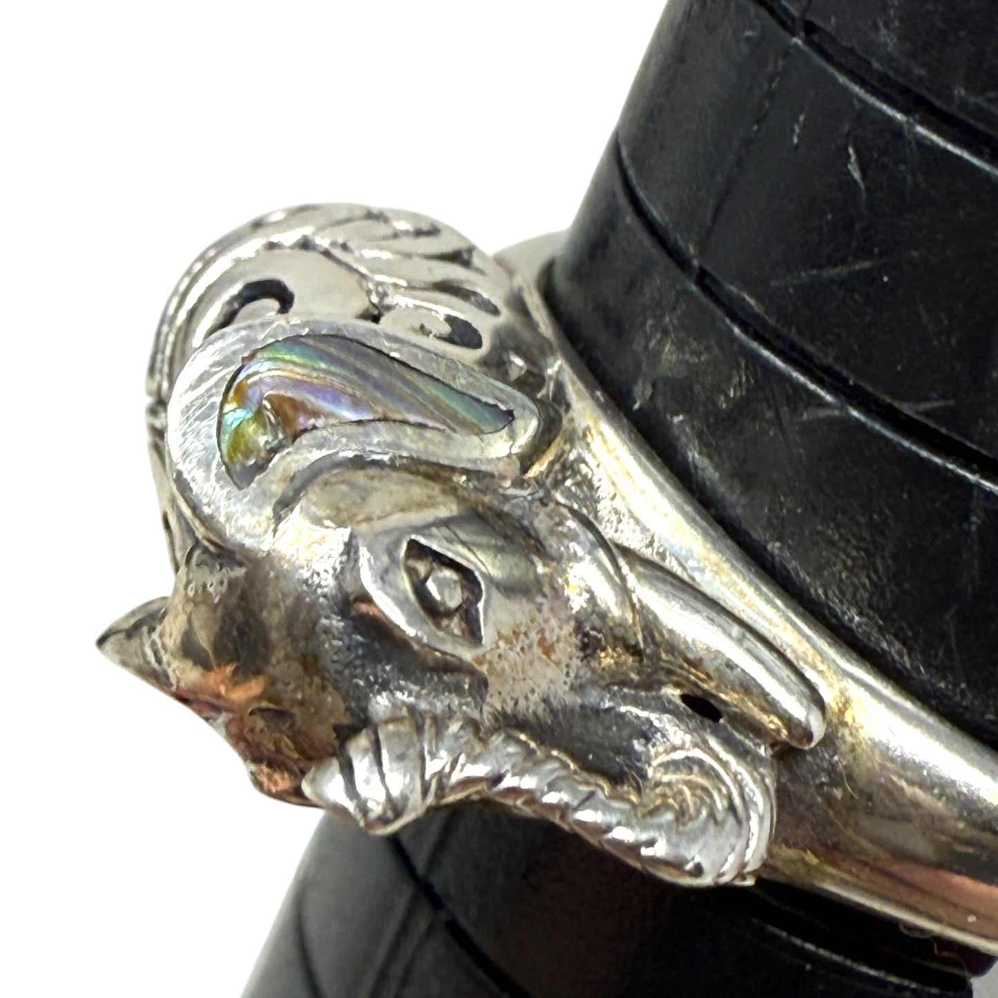 Sterling Silver & Abalone Inlay Elephant Ring By ATI, Size: 8