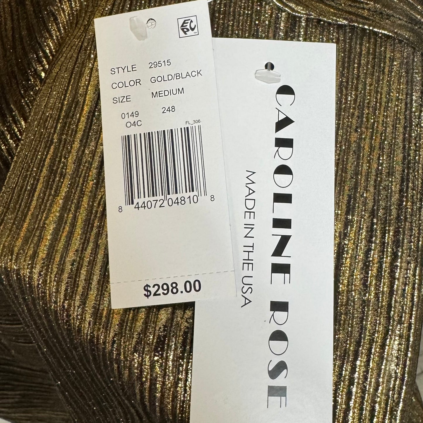 Metallic Plisse Caftan Top Sleeveless By Caroline Rose In Gold, Size: M