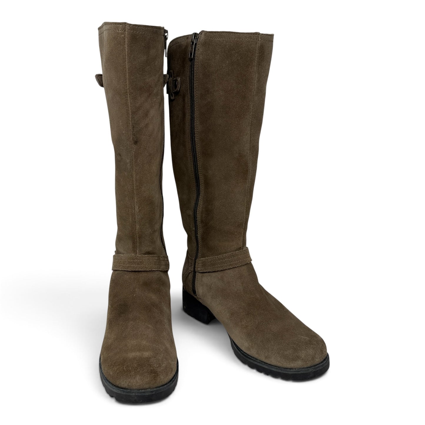 Jillian Suede Riding Boots Designer By Ugg In Tan, Size: 7
